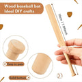 Six unfinished small wooden baseball bats for DIY craft projects, ideal for painting and keychain making, suitable for kids and arts.