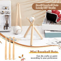 Six unfinished small wooden baseball bats for DIY crafts, suitable for painting, keychains, and kids' art projects.