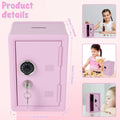 Pink metal lockable safe box for kids, mini money and jewelry storage by Everything Baby, ideal for home use.