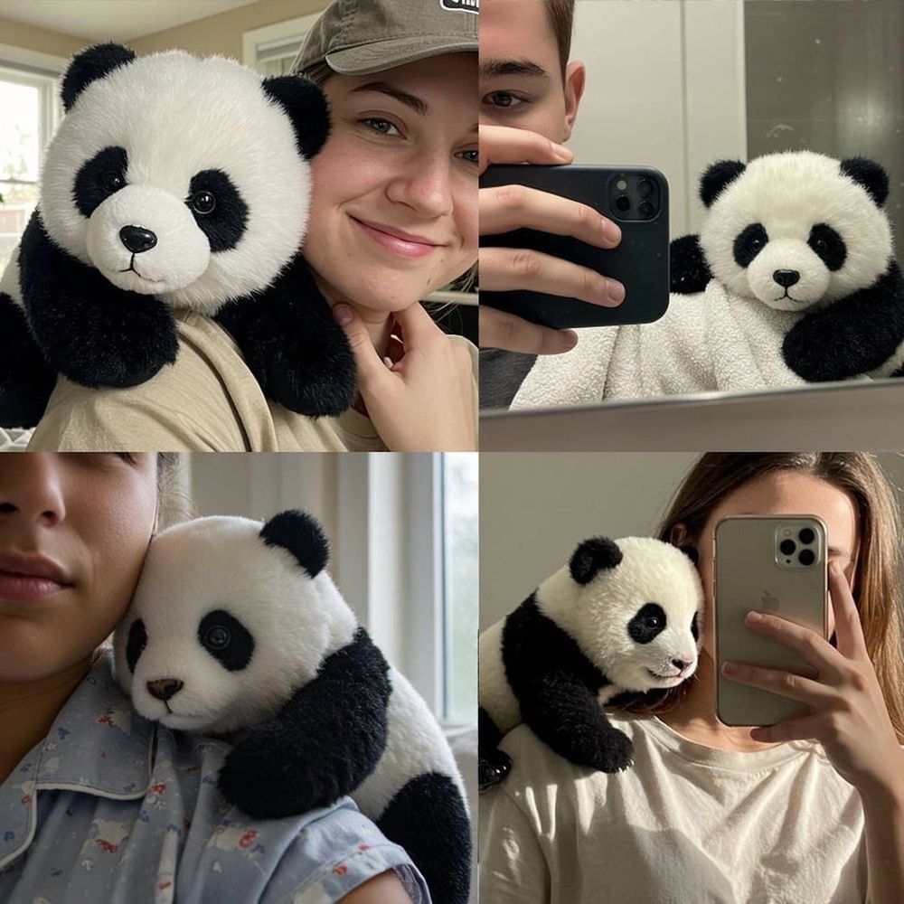 Two panda plush toys for kids, soft stuffed animals ideal for hugging and play, perfect holiday gifts for children