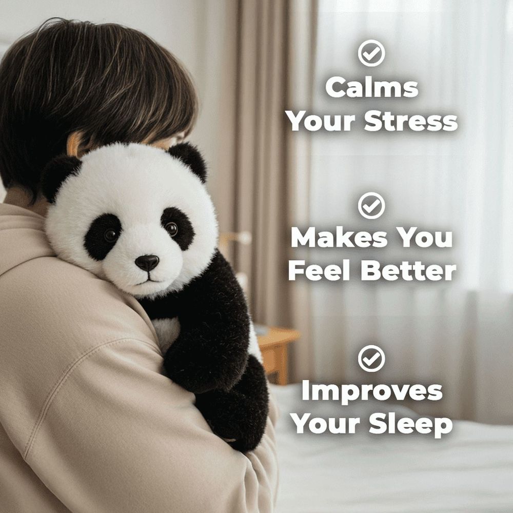 Two adorable panda plush toys for kids, soft stuffed animals perfect for hugging and play, ideal holiday gifts for children.