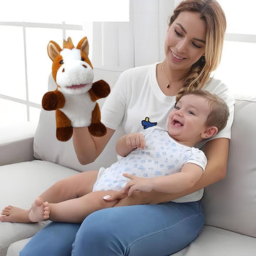 Colorful hand puppet from Everything Baby with a movable mouth, perfect for storytelling, role play, and performances for kids and adults.