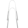 Two surgical grade stainless steel tongue cleaners for kids, designed to remove halitosis and promote oral hygiene.