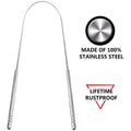 Two stainless steel tongue cleaners for kids and babies, designed to remove halitosis and promote oral hygiene.