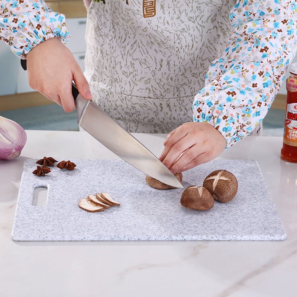 Grey marble-patterned portable cutting board made of plastic, ideal for home kitchen use, by Everything Baby.