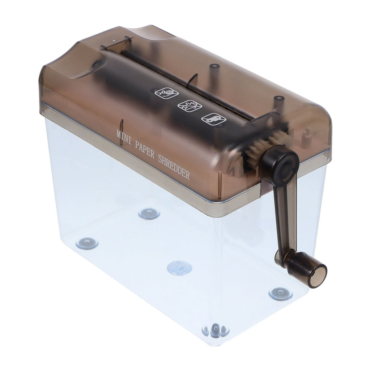 Black hand-operated paper shredder made of ABS plastic, suitable for home, office, and school use by Everything Baby.