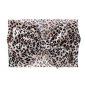 Baby girls leopard print stretch headband with knotted bow, soft wide toddler hair turban by Everything Baby for children.