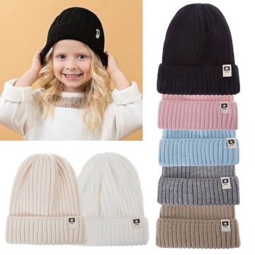 Colorful toddler knit beanie hat for boys and girls, warm winter cap from Everything Baby, suitable for kids aged 4-8 years.