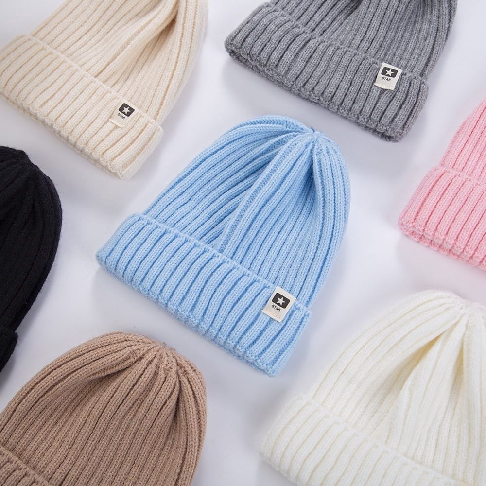 Colorful knit toddler beanie hat for boys and girls, warm winter cap suitable for children aged 4-8 years by Everything Baby