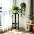 Heavy-duty iron plant stand with 4.72-inch height, rustproof metal base, 9-inch diameter, and non-scratch feet for indoor or outdoor use.