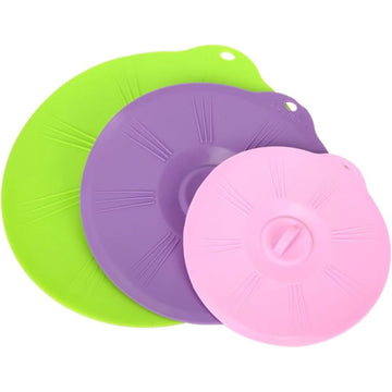 3pcs Silicone Food Covers Microwave for Glass Bowls, Odorless Fits Porcelain Dishes Picnic Party Keeps Food Covered Tidy