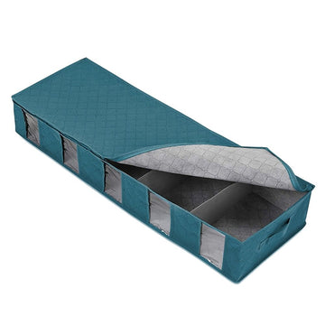 Under Bed Storage Container Bins Slim Low Profile Underbed Clothes Storage Organizer for Dorm & Home, Use for Blanket and Toy Storage Box W/ Sturdy Bottom/Sides, Foldable Thick Fabric