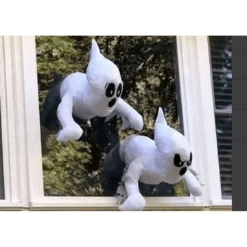 Window Crasher Ghosts, Halloween Window Decorations, Walll Decoration Hanging Ghost Outdoor Indoor, Cute Stuffed Ghost Party Decorations Window Broken Halloween White Flying Ghost, 9.8x7.1x5.5