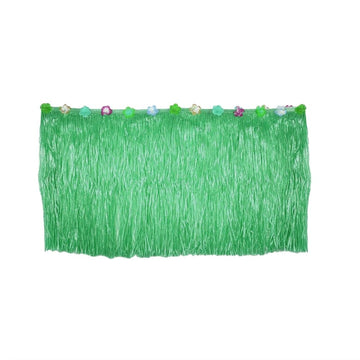 Party Decorations - Tropical Hawaiian Table Skirt for Summer Beach Themed Parties, Reusable Plastic Grass Skirt, Perfect for Birthday and Luau Celebrations