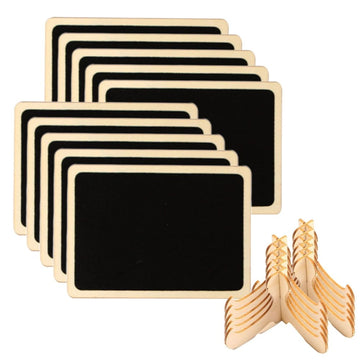 10 Pcs Wooden Blackboard Display Boards – Reusable Message Boards with Detachable Easel Stand for Events, Home Decoration, and Drawing