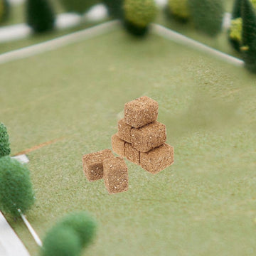 Eight decorative haystack yard scene decor pieces made of durable wood for autumn garden outdoor play, perfect for kids' outdoor settings.