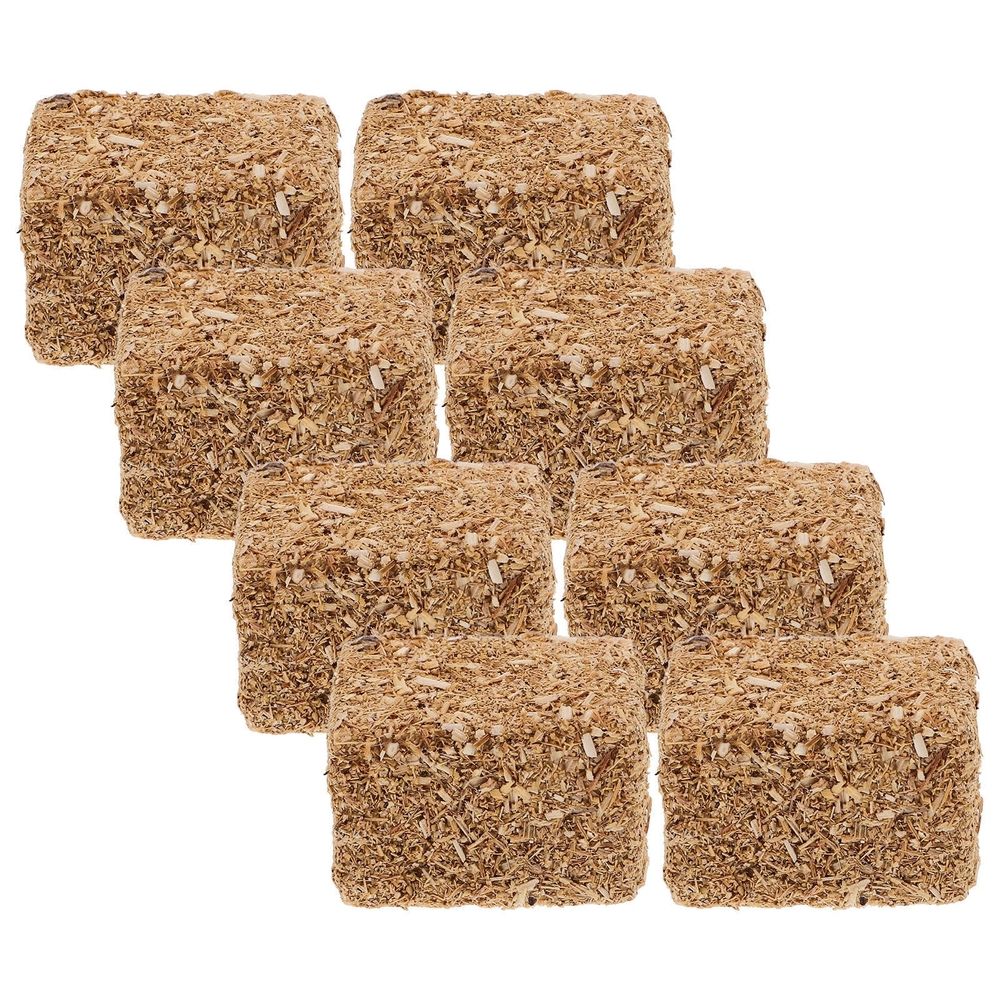 Eight decorative haystack yard scene decor pieces made of durable wood, ideal for autumn garden party outdoor play.