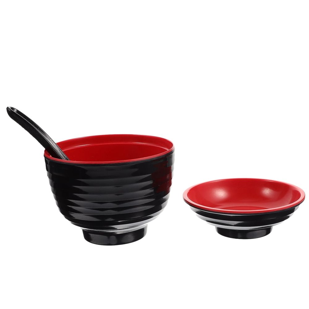 Black ceramic Japanese miso soup bowl set with round shape and 10cm size, ideal for authentic Asian cuisine pretend play.