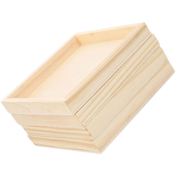 4-Piece Khaki Wooden Puzzle Organizer Set - Storage Boxes for Kids Building Blocks and Toy Storage Solutions
