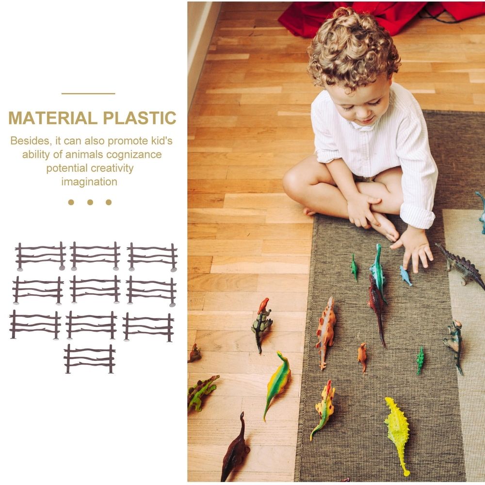 Set of 20 brown PVC toy fences for kids' farm animal play, miniature animal fencing for outdoor interactive fun.