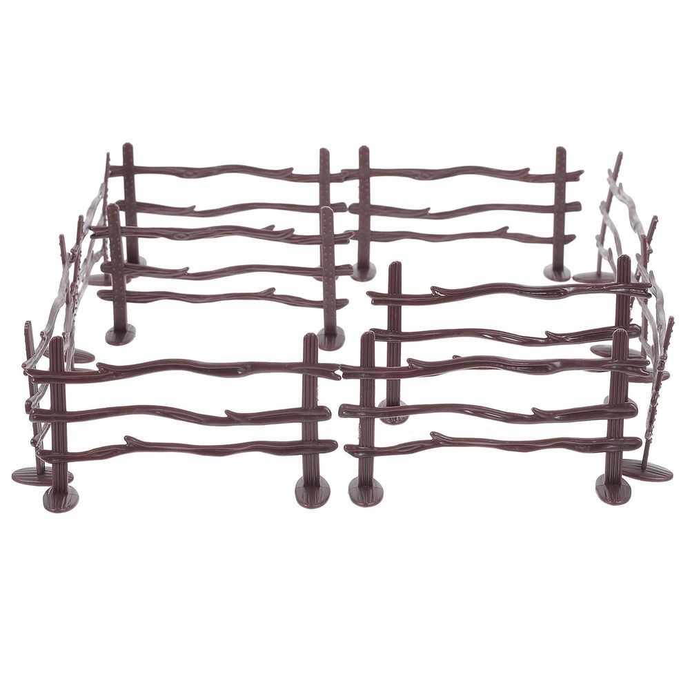 Set of 20 brown PVC toy fences for kids' outdoor farm animal play, ideal for miniature farm simulation and interactive outdoor fun.