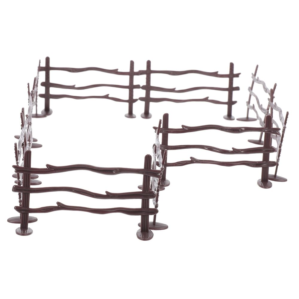 20-pack brown PVC toy fence set for farm animal play, miniature fence for kids outdoor interactive fun and farm simulation.