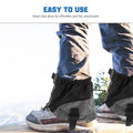 Black lightweight hiking gaiters for boots, outdoor leg covers for camping, trail, hiking, and trekking activities.