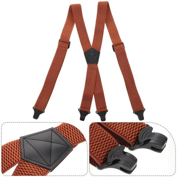 Baby suspenders with chocolate-colored straps from Everything Baby, designed to securely hold toddler pants in a cute and functional style.