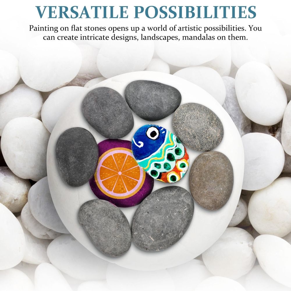 Set of 9 grey flat stones for painting and craft projects, suitable for kids' art activities and garden landscaping.