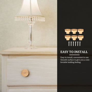 6Sets Handmade Rattan Drawer Knobs for Dressers with Easy Install and Bohemian Look