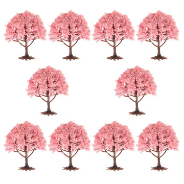 10pcs Mini Plastic Trees for Crafts, Model Train Scenery, Landscape Building, Lifelike Design Accessories