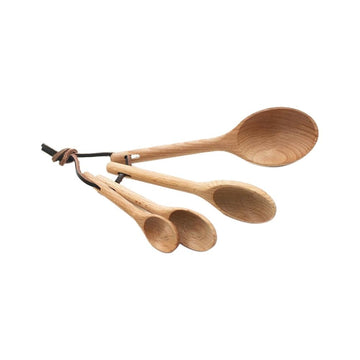 4Pcs Beechwood Measuring Spoons Set for Baking with Nest Storage and Easy Removable Loop