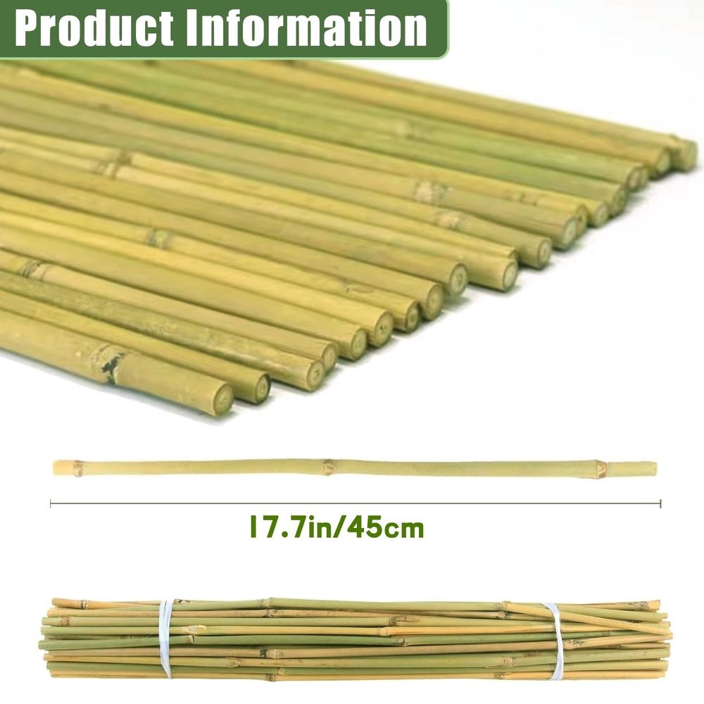 20-pack natural bamboo garden stakes with twist ties for supporting tomatoes, cucumbers, grapes, and climbing plants outdoors