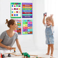 Set of 10 colorful preschool posters for toddlers and kindergarten classrooms, featuring educational themes for young children.