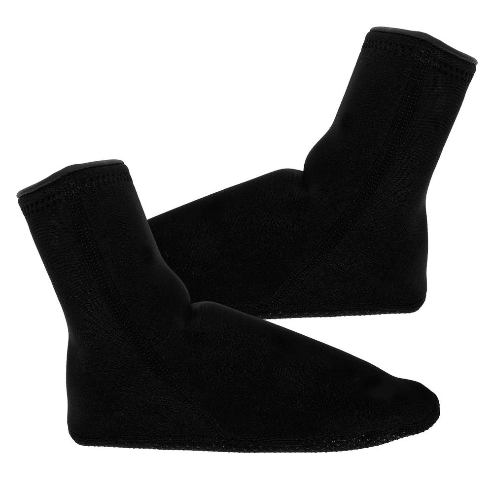 Black neoprene diving socks for kids, flexible and non-slip, designed for a perfect fit in water activities, by Everything Baby.