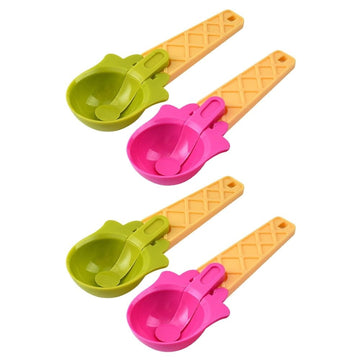 4Pcs Cake Digging Scoop Plastic Spoons Simple Design Easy to Clean for Household and Cafe
