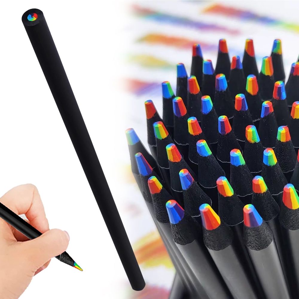 Set of 12 multi-color rainbow pencils for kids' art and drawing, featuring thickened lead for smooth coloring and long-lasting use.