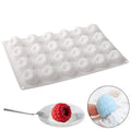 White silicone chocolate raspberry mold with six cavities, ideal for mousse, ice cream, cake, jelly, and baking, BPA-free.