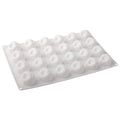 White silicone chocolate raspberry mold with six cavities, ideal for mousse, ice cream, cake, and jelly baking. Non-stick and BPA-free.