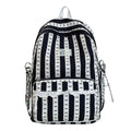 Green Stripe School Backpack for kids with bowknot, lace trim, spacious design, ideal for travel, college, or daily use by Everything Baby.