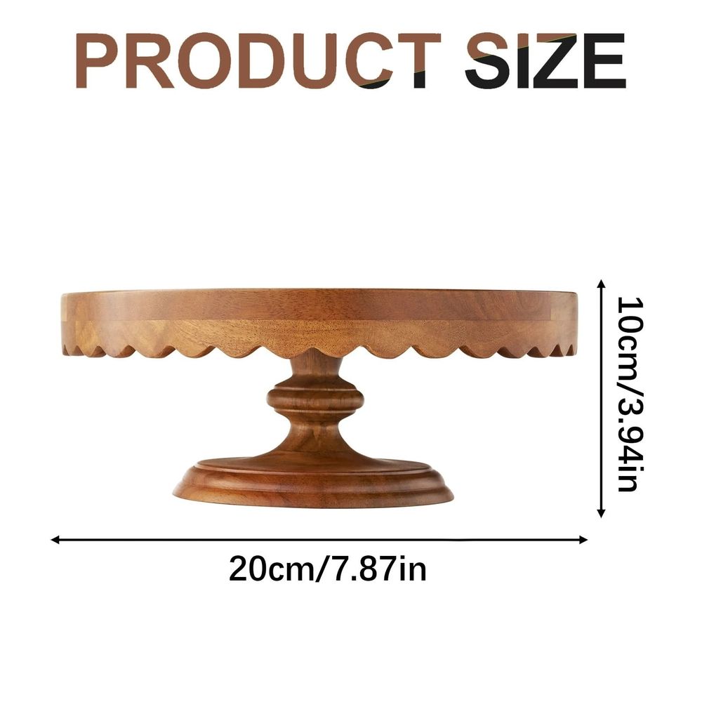 Durable scallop-acacia wood cake stand by Everything Baby, ideal for displaying cakes and cupcakes for special occasions.