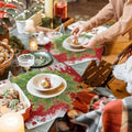 Faux cedar placemats with greenery design, 15-inch round, holiday-themed tabletop decor for festive gatherings, heat and scratch protection.