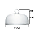 Clear glass cake dome with knob, food cover for pastries and cakes, heat-resistant and ideal for kitchen or pretend play use.