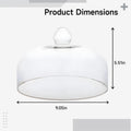 Clear glass cake dome with knob, ideal for pastry display and food covering, heat-resistant glass, perfect for kitchen and microwave use.