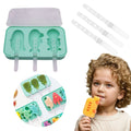 Silicone ice tray with dinosaur and car shapes, reusable BPA-free mold with lids and sticks for fun summer frozen treats.