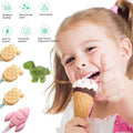 Silicone dinosaur and car-shaped ice tray with lids and sticks, reusable BPA-free mold for making fun ice pops and frozen treats.