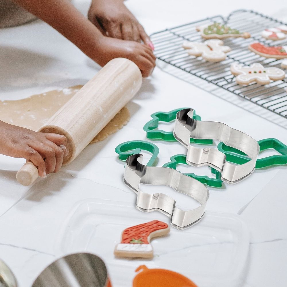 Stainless steel elephant-shaped cookie cutter by Everything Baby, ideal for baking and pretend play with kids.