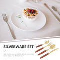 Reusable outdoor cutlery set by Everything Baby with golden wood and stainless steel utensils, designed for kids' outdoor play.