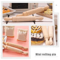 Set of 10 mini wooden rolling pins for dumpling making, tray decorations, and kids' toy set, ideal for creative play and crafting.