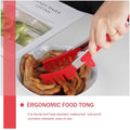 Red ergonomic food clip and multi-function pasta tongs with comfortable grip, set of 3 for baby feeding and nursing.